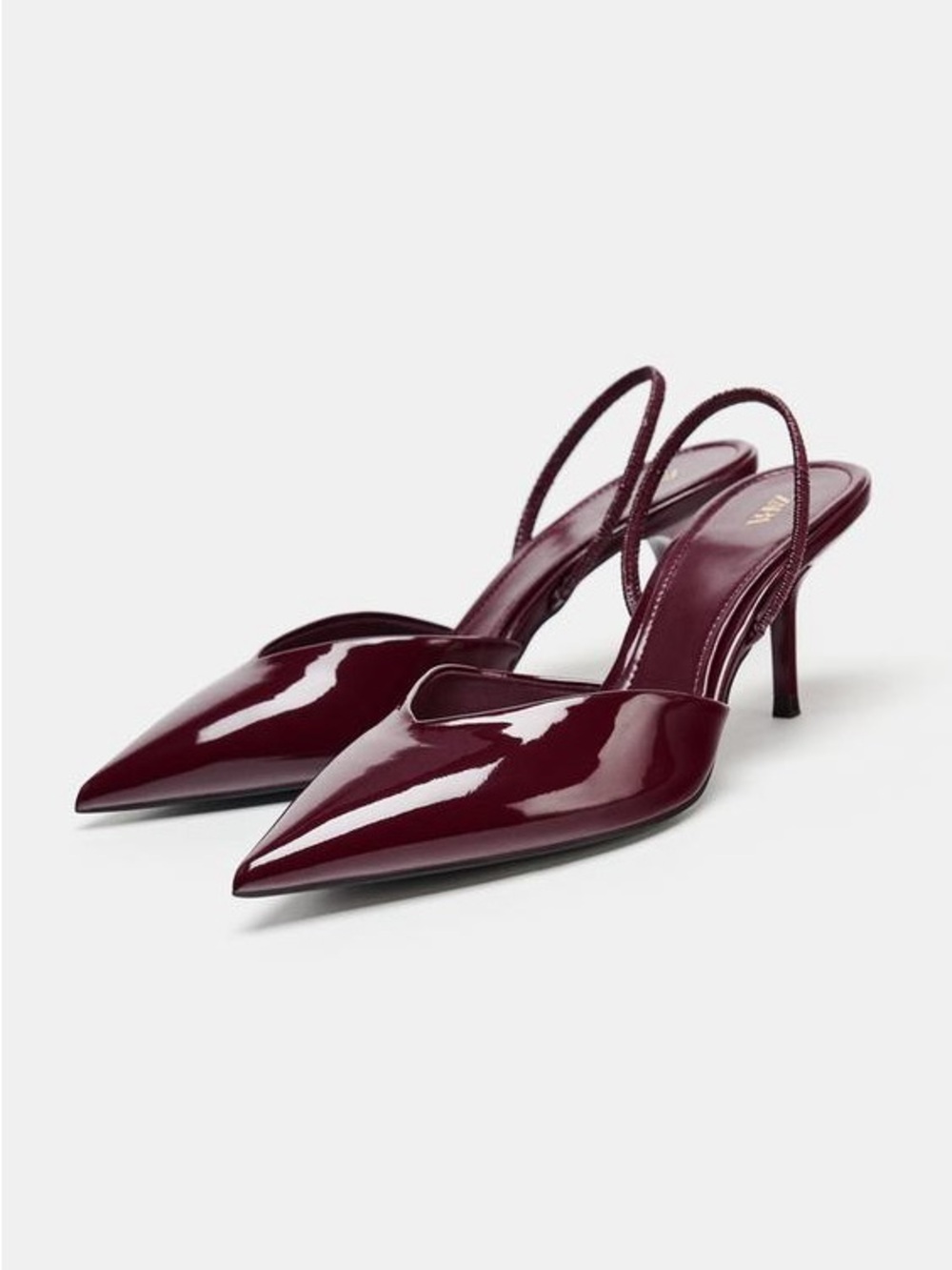 Zara Pointed-Toe Slingback Heels in Burgundy size 39 - Picture 1 of 4